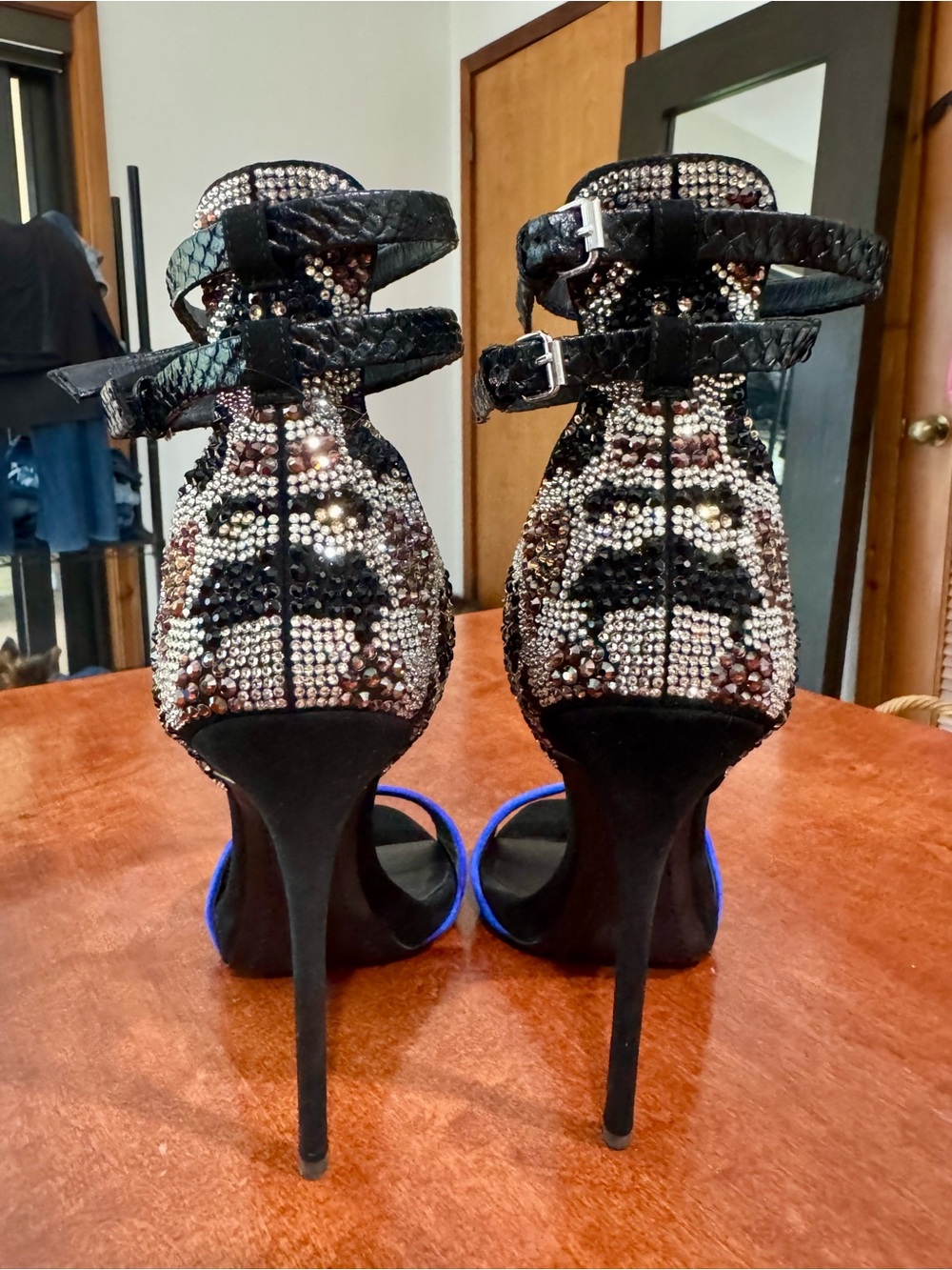 Giuseppe Zanotti Cobalt Blue Suede and Swarovski Crystal Stilettos - Picture 6 of 13